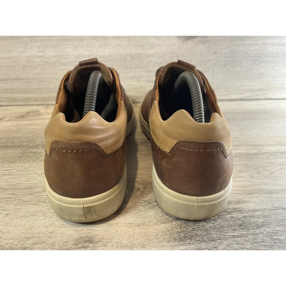 Ecco Shoes Mens Sz 8 Sneaker Soft 7 Lace Up City EU‎ 42 Brown Leather Comfort